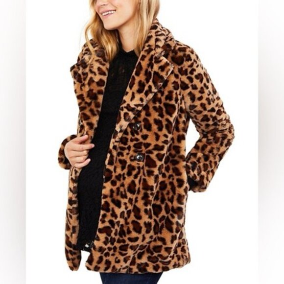 Jessica Simpson Oversized Leopard Faux-Fur Coat - Picture 5 of 5